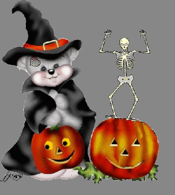 Miś przebrany za czarownika w Halloween